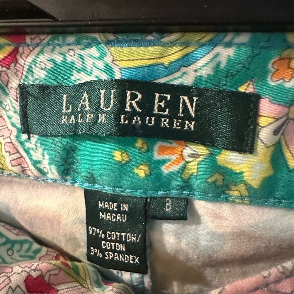 Lauren Ralph Lauren Women’s Paisley Crop Pants Colorful Stretch Capri Preppy - Picture 3 of 4